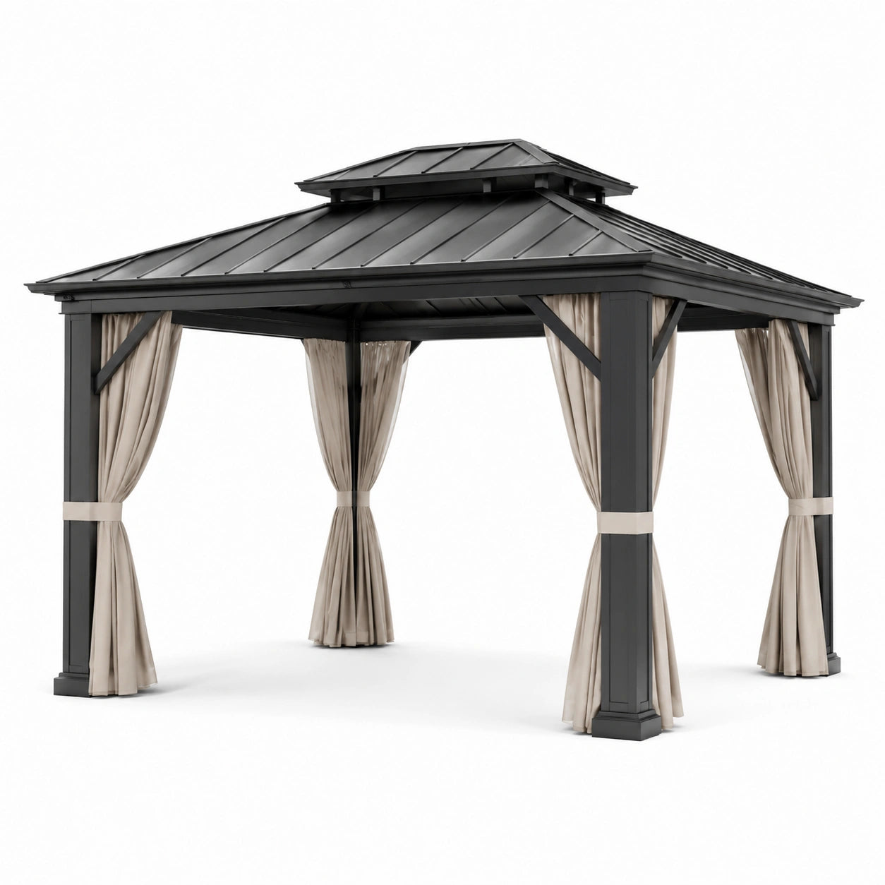 Aluminium Pavillon mit Stahl Dach Dunkelgrau 400x300 cm