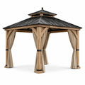 Pavillon Holz Aluminiumdach mit Polyester Vorhängen 3x3m