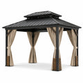 Pavillon Aluminium Dunkelgrau 400x300 cm mit Polyester-Vorhängen