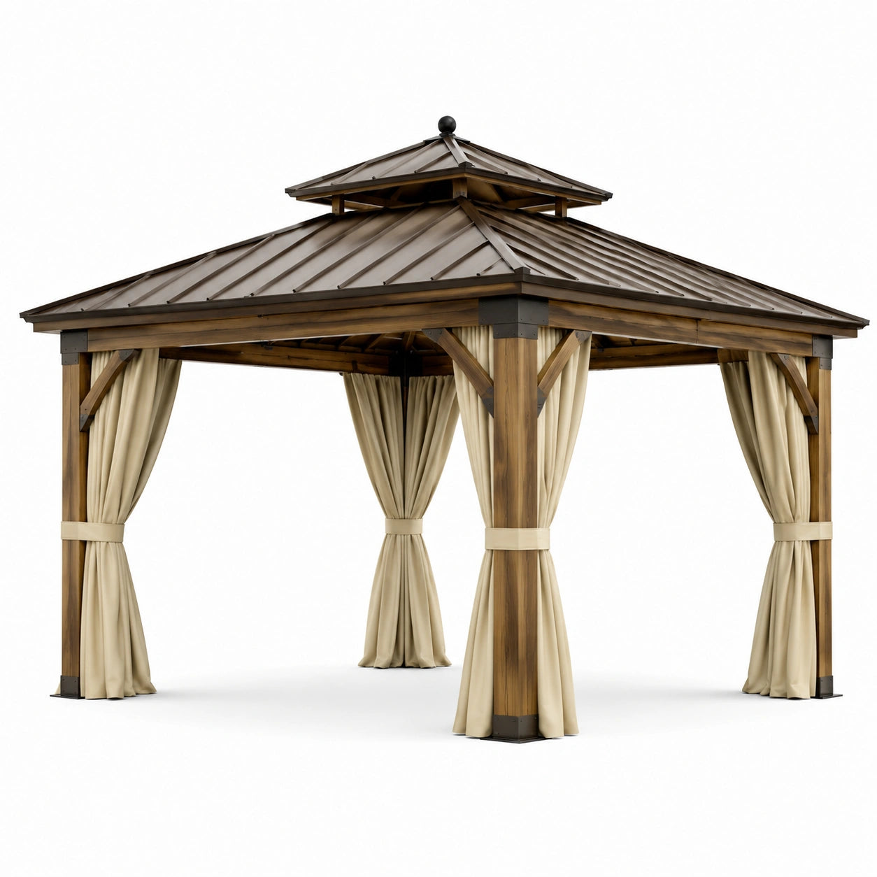 Gartenpavillon Holz Aluminium Braun 3x3 m