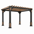 Pergola aus Aluminium und Holzoptik, Schwarz und Braun, 300x300x250 cm