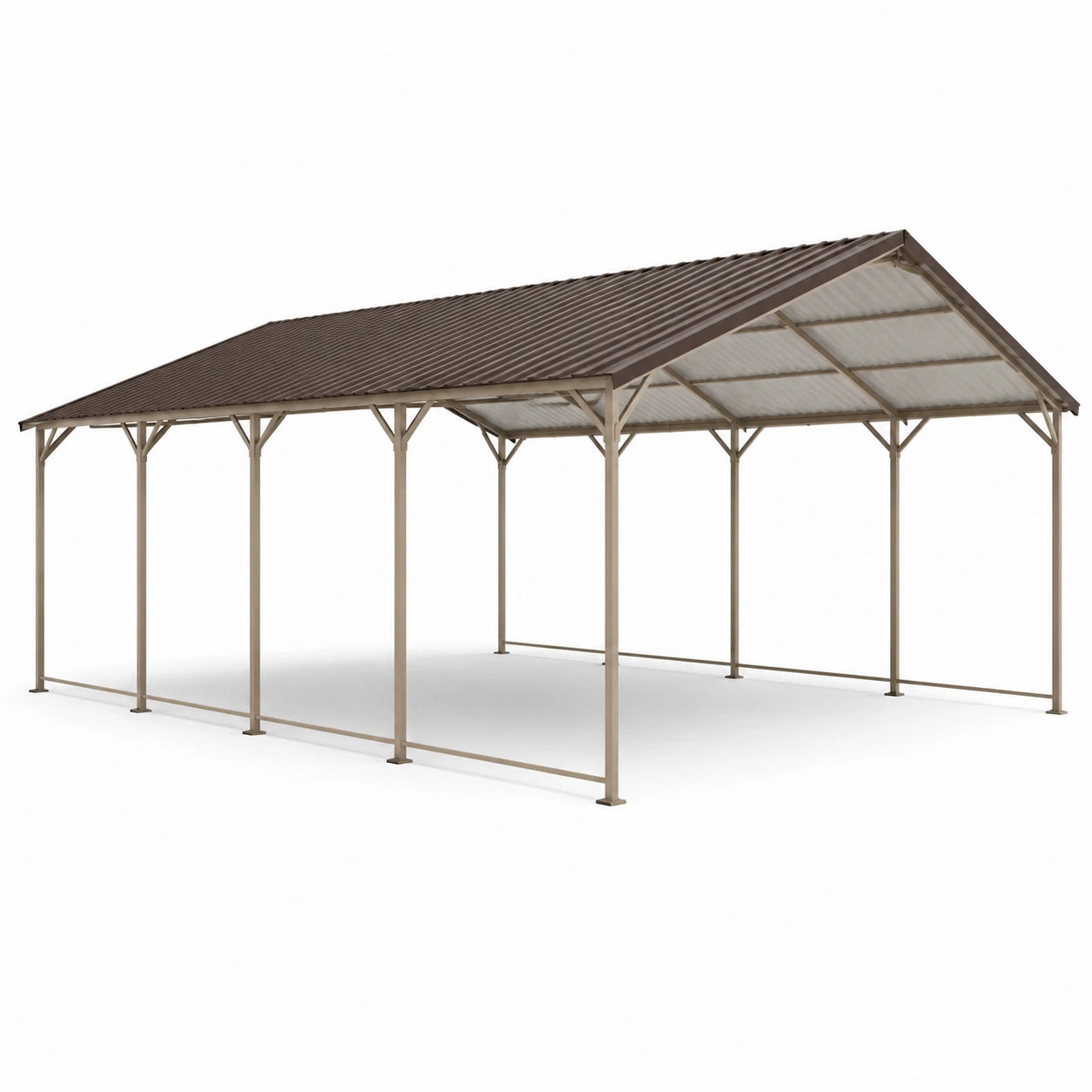 Metall Carport mit Wellblechdach Braun 600x300x260 cm