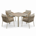Garten-Essgruppe Aluminium Teakholz Beige 90x90cm