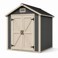 Kunststoff Gartenhaus mit Doppeltür, 213x188x226 cm, Beige/Schwarz