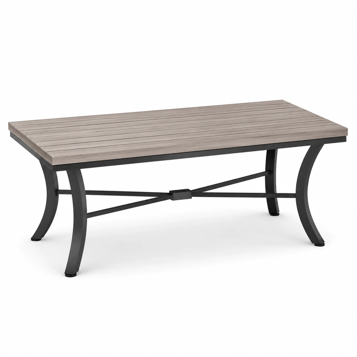 Rechteckiger Gartentisch Aluminium mit Holzoptik Grau