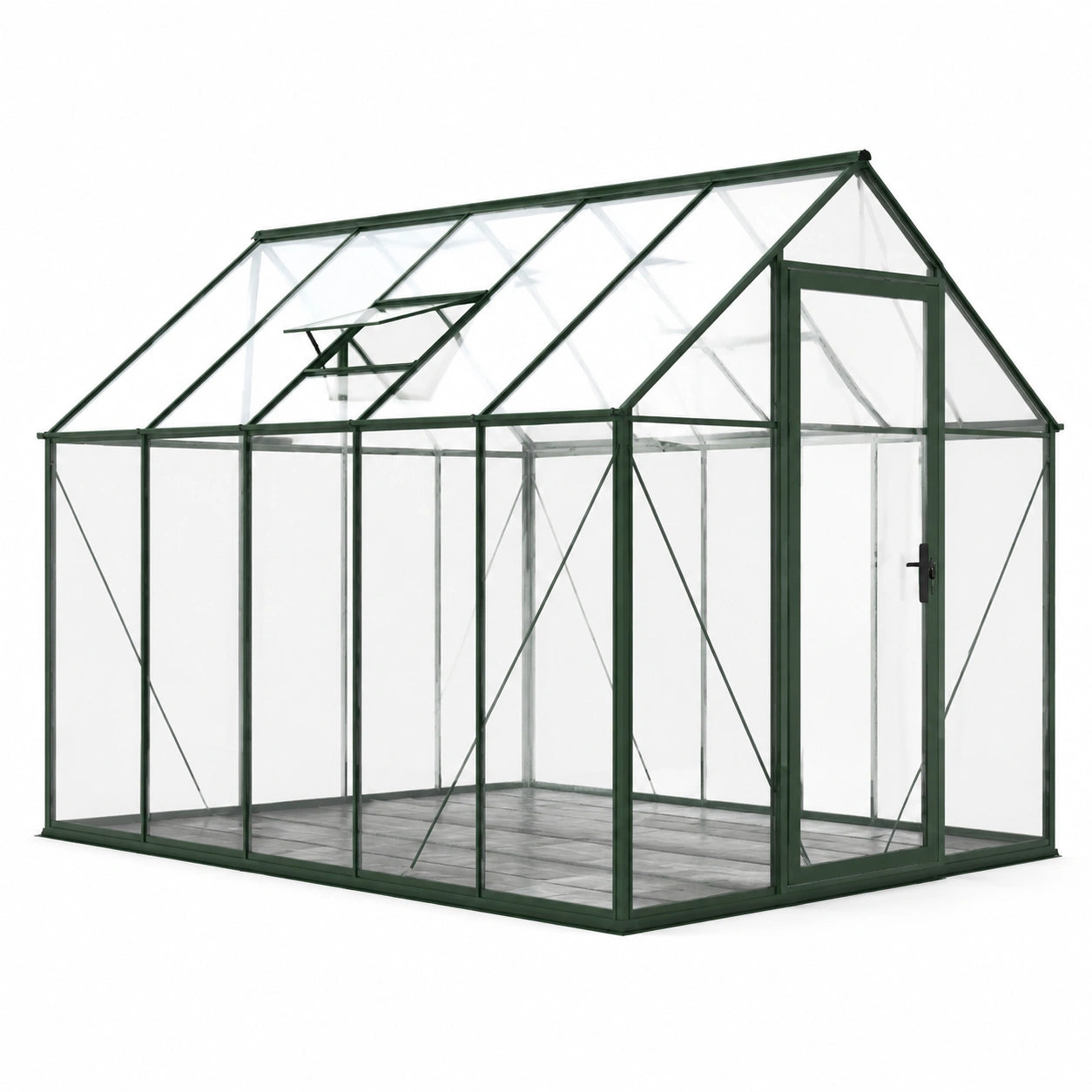 Gewächshaus Aluminiumrahmen gehärtetes Glas Grün 250x190x195 cm