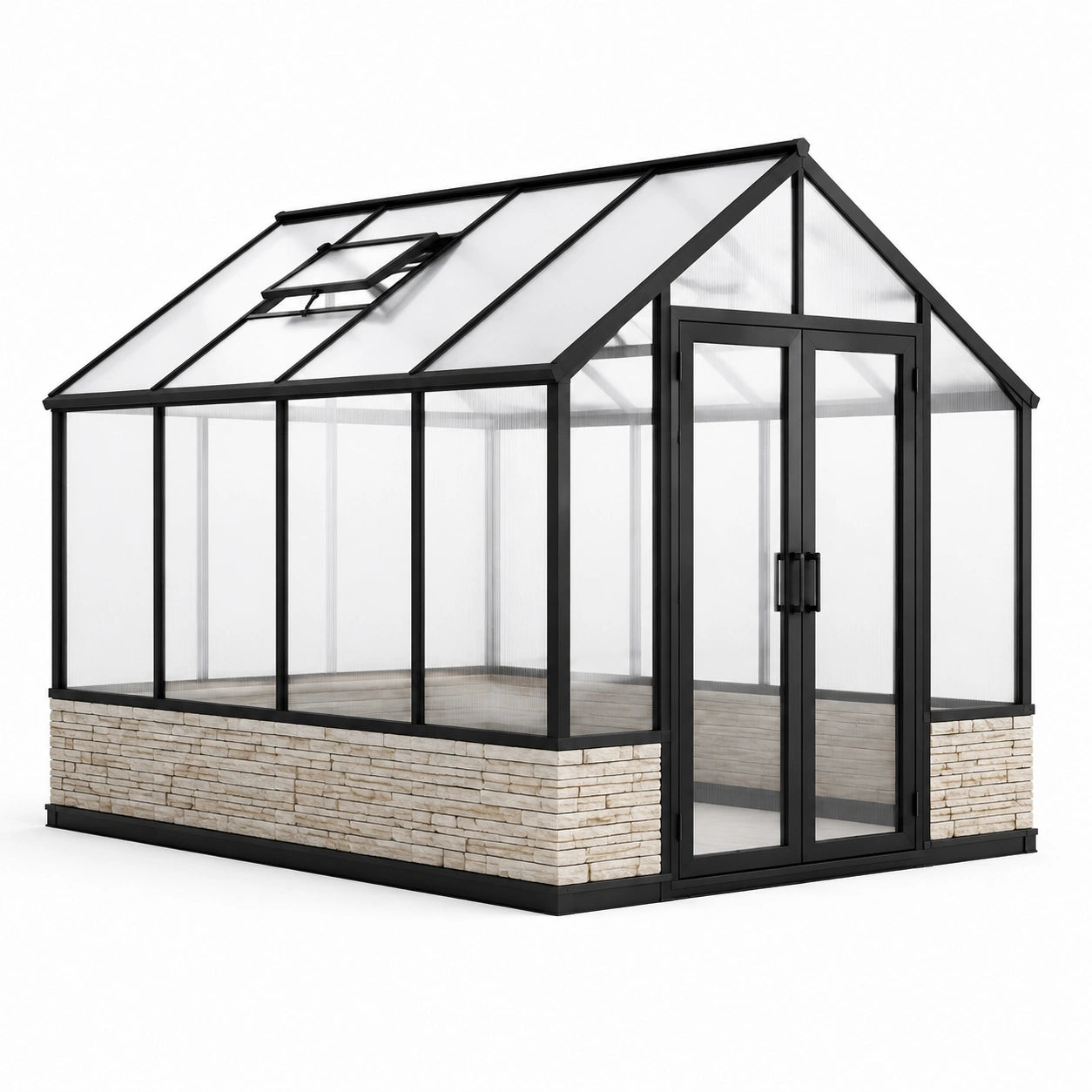 Gewächshaus Aluminium Polycarbonat Schwarz 300x200x250 cm