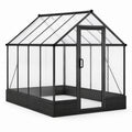 Aluminium Gewächshaus mit gehärtetem Glas 4mm Schwarz 240x190x210 cm