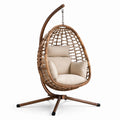Hängesessel aus Rattan mit Stahlgestell und Kissen Beige