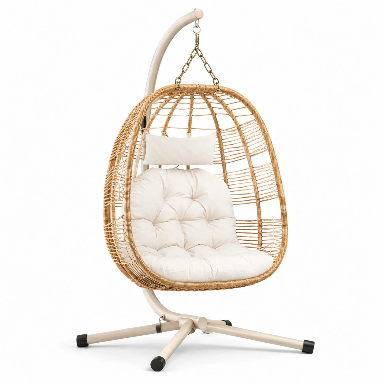 Hängesessel Rattan Stahl Beige