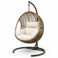 Hängesessel aus Polyrattan mit Stahlgestell Beige