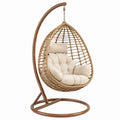 Hängesessel Rattan mit Stahlrahmen und Polyesterkissen Beige 195 cm