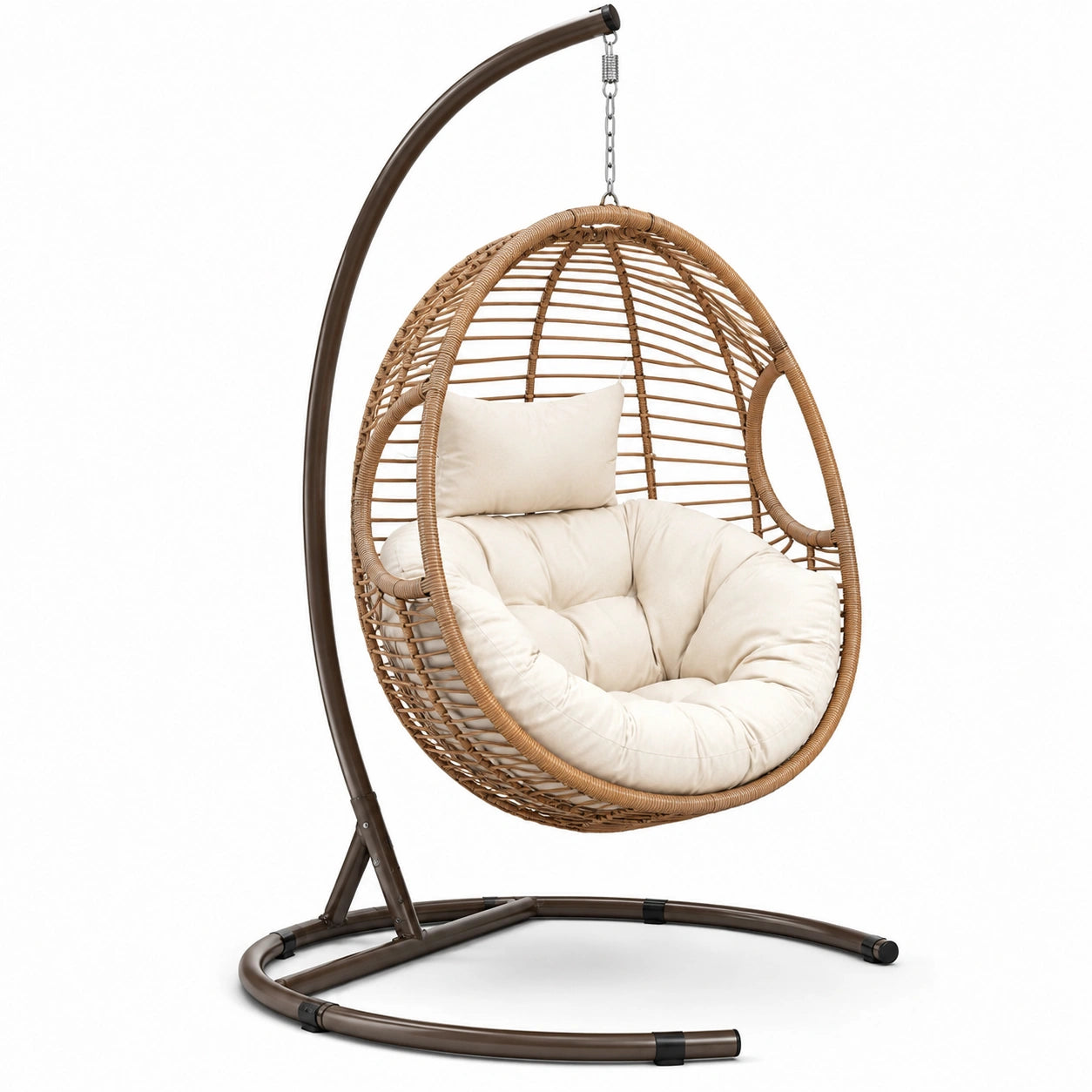 Hängesessel aus Rattan mit Stahlrahmen Beige 195cm