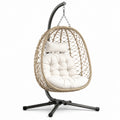 Rattan-Hängesessel mit Kissen und Stahlgestell 195 cm