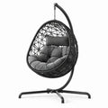 Garten-Hängesessel aus Polyethylen-Rattan mit Stahlrahmen Dunkelgrau Ø105cm