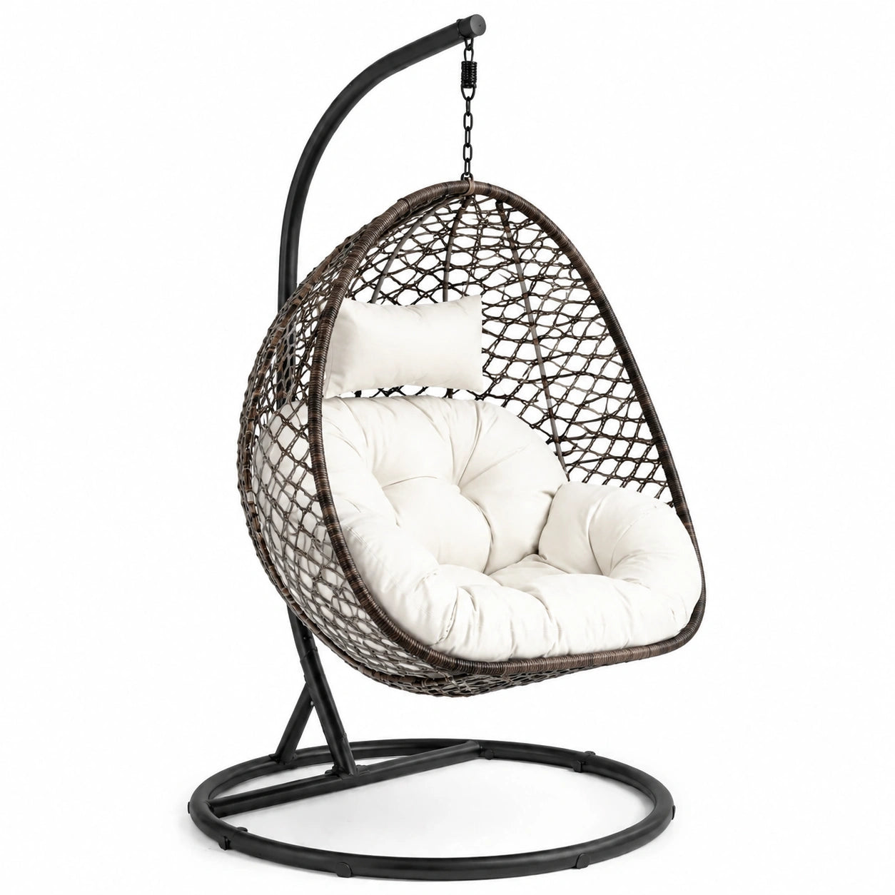 Hängesessel Polyrattan Stahl Creme 200x95x105cm